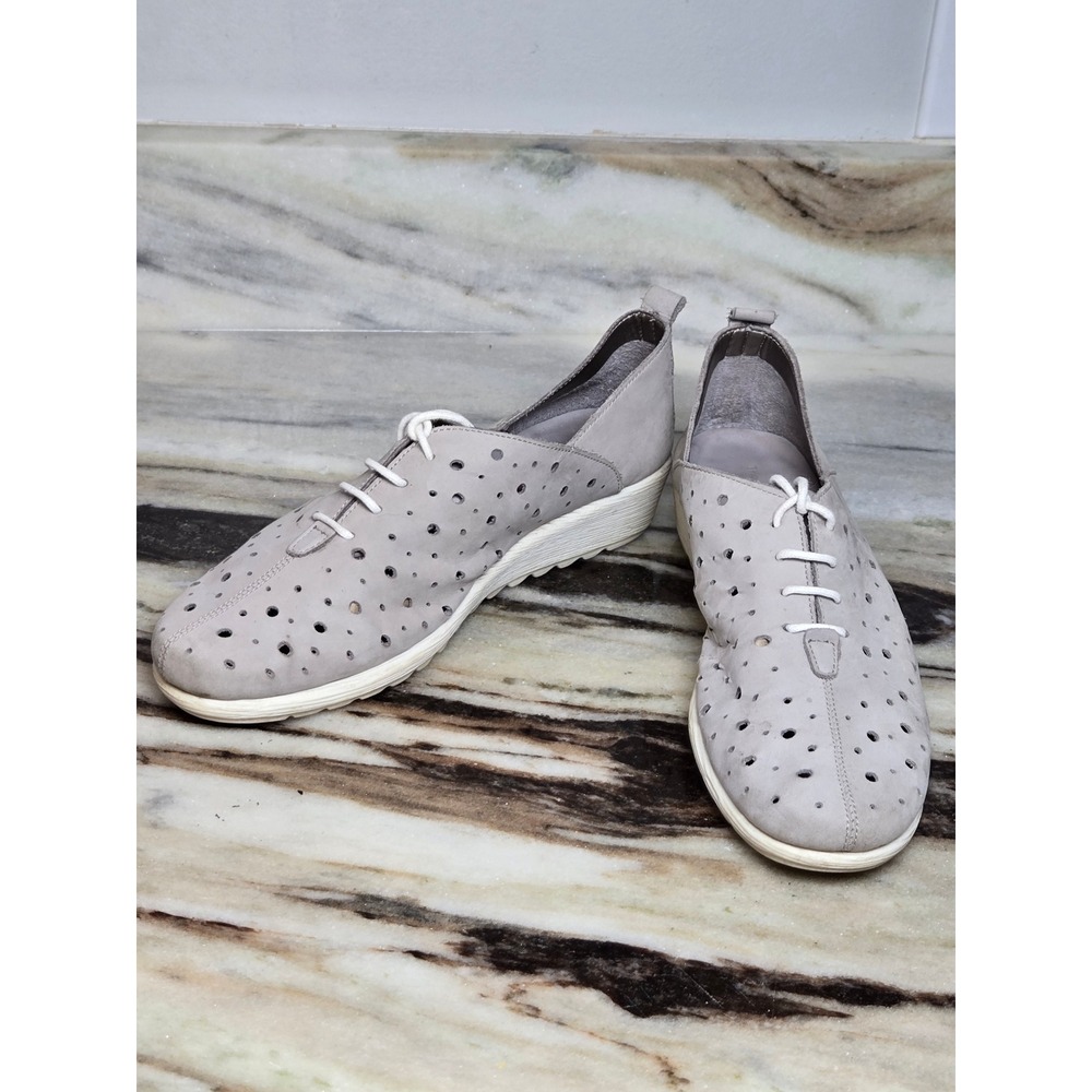 The FLEXX Gray Perforated Leather Lace Up Oxford‎ Wedge Shoes Womens US 8
